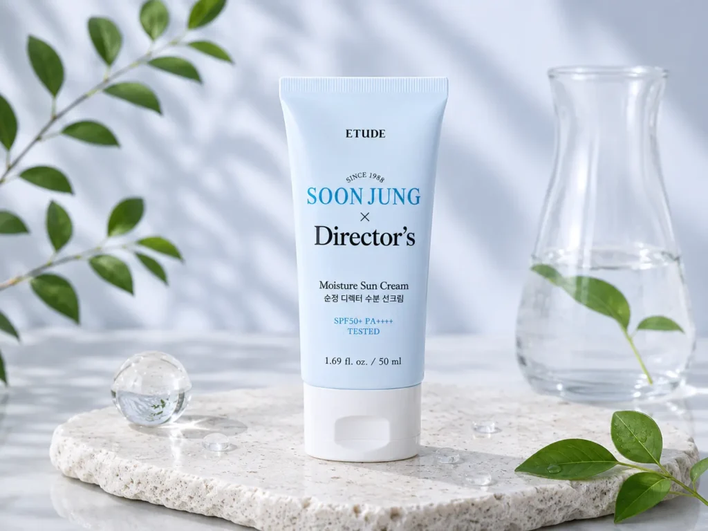 Etude Soon Jung Director's Moisture Sun Cream SPF 50+ PA++++, a gentle Korean sunscreen for sensitive skin