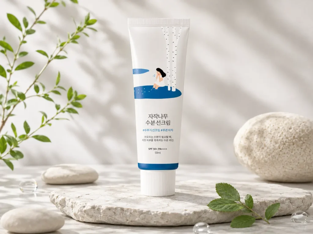 Round Lab Birch Juice Moisturizing Sunscreen SPF 50+ PA++++, a lightweight Korean sunscreen for sensitive skin