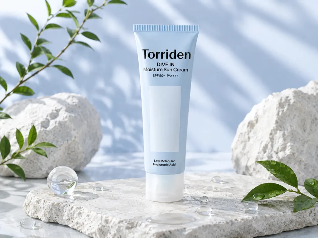Torriden DIVE-IN Moisture Sun Cream SPF 50+ PA++++, a lightweight Korean sunscreen for sensitive skin