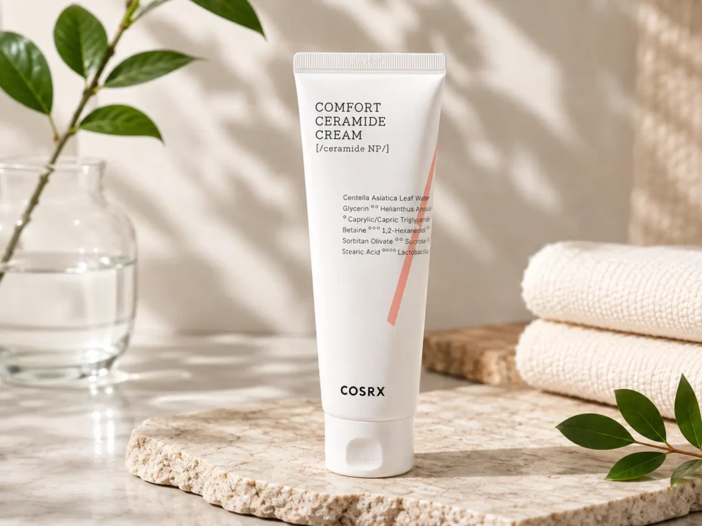 COSRX Comfort Ceramide Cream, a Korean moisturizer for dry skin with ceramides for skin barrier support