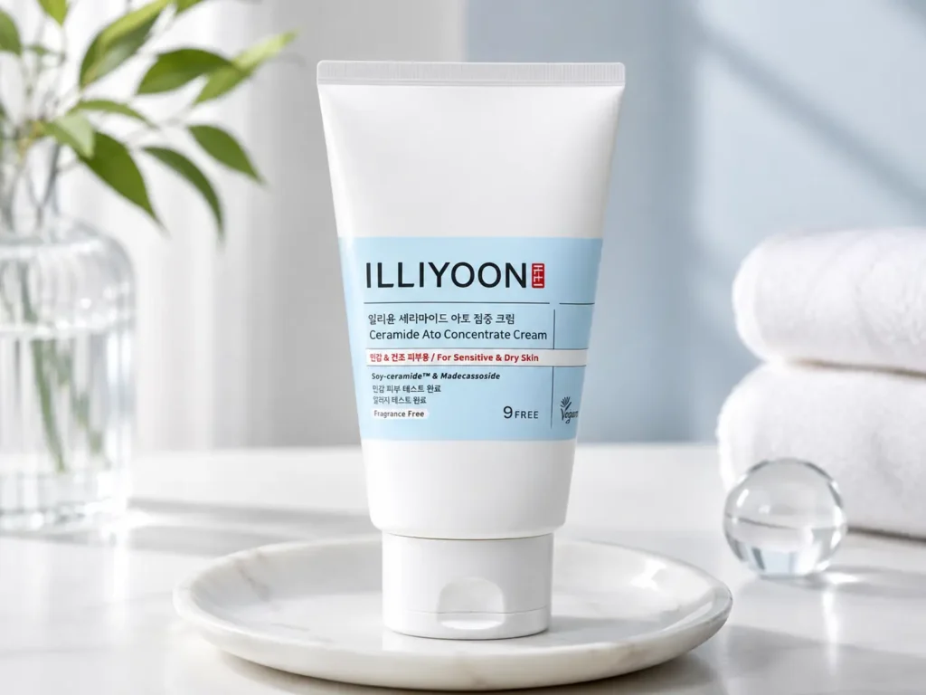 ILLIYOON Ceramide Ato Concentrate Cream, a Korean moisturizer for dry skin with ceramides and skin barrier support