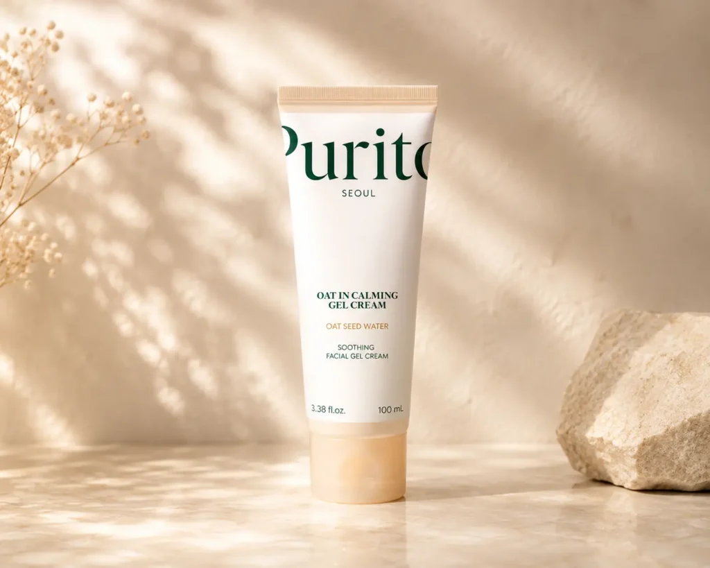 PURITO Oat-In Calming Gel Cream, a lightweight Korean moisturizer for oily and sensitive skin