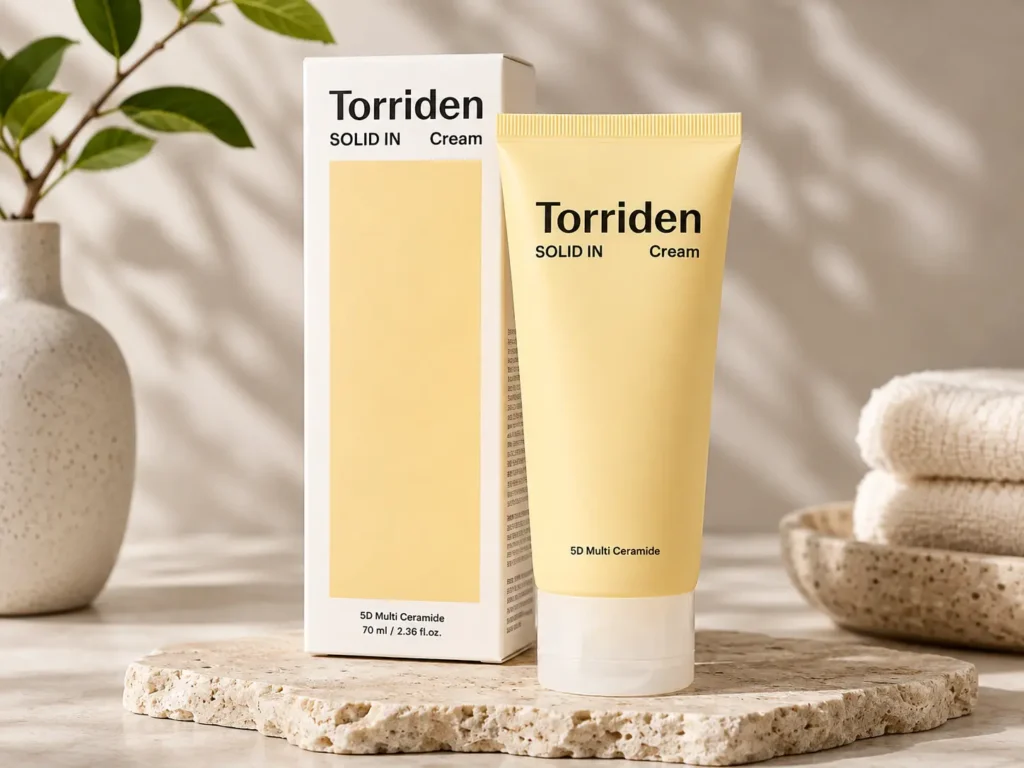 Torriden Solid In Cream, a Korean moisturizer for dry skin with 5D multi-ceramide for barrier care