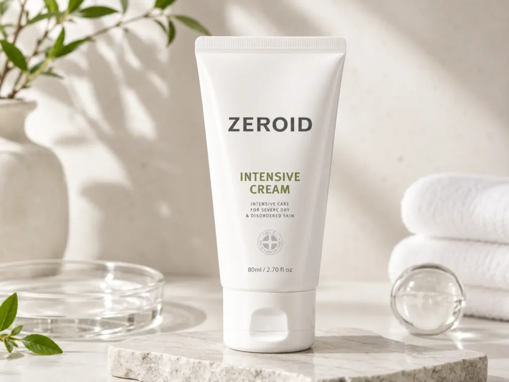 ZEROID Intensive Cream, a Korean moisturizer for dry skin designed to support sensitive and compromised skin