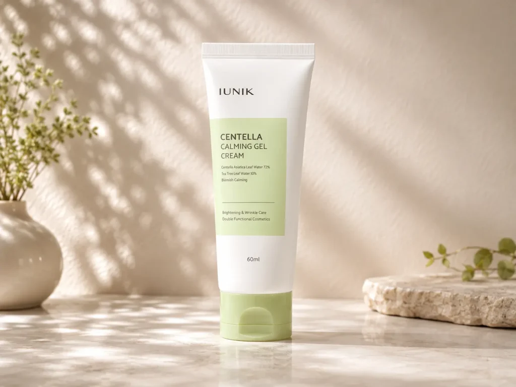 iUNIK Centella Calming Gel Cream, a lightweight Korean gel moisturizer for oily and sensitive skin